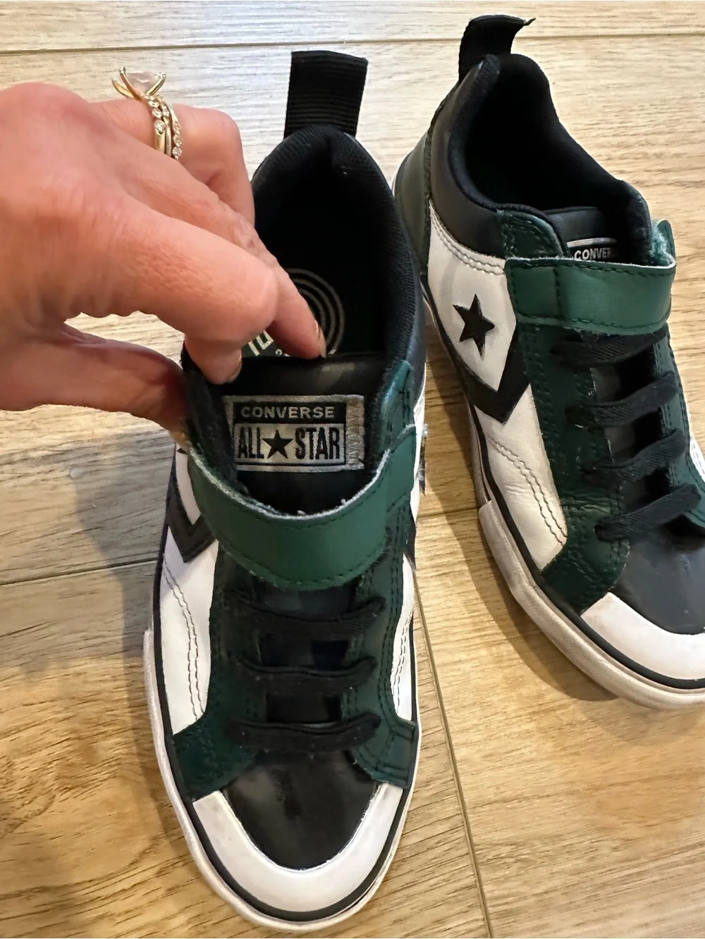 Converse Kids White & Green Star-Accent Sneakers - Classic Casual